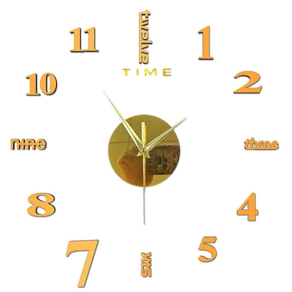 Decorative Wall Clock, Wall Decor Living Room Modern, 20X20 In, Gold Diy Time Marked, Home Decorations, 1 Pc, Modern Room Decor