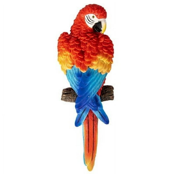 Red Macaw Parrot Wall Sculpture, 11 inches