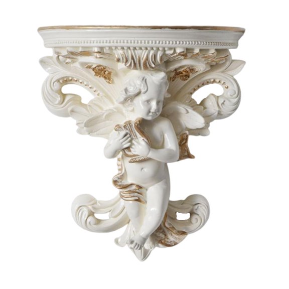 Decorative Wall Floating Shelf, Angel Statue Hanging Rack, Display Decoration, Resin Artwork for Home Wall Decoration Background Storage stylec