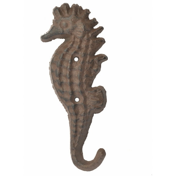 Decorative Wall Hook - Seahorse - Rust Brown Cast Iron - 5.25" Tall