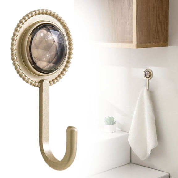 Decorative Wall Hooks, Heavy Duty Simulation Crystal Diamond Single Hook, Decorative Self Adhesive Wall Hangers for Key, Coat, Towel, 1 Pcs, 3.54x1.65"