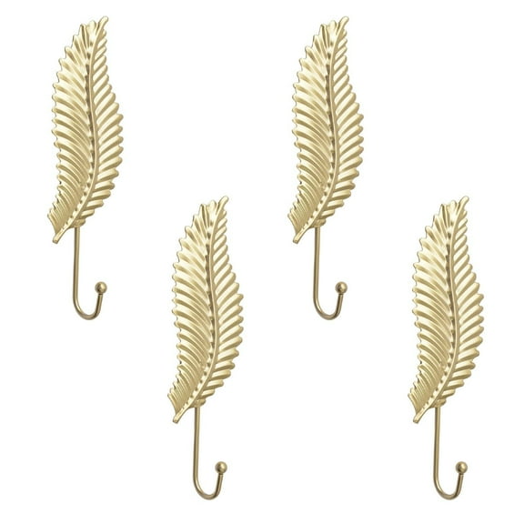 Decorative Wall Hooks Leaf Shape Iron Material 4pcs Wall Mounted for Key Hat Hanging