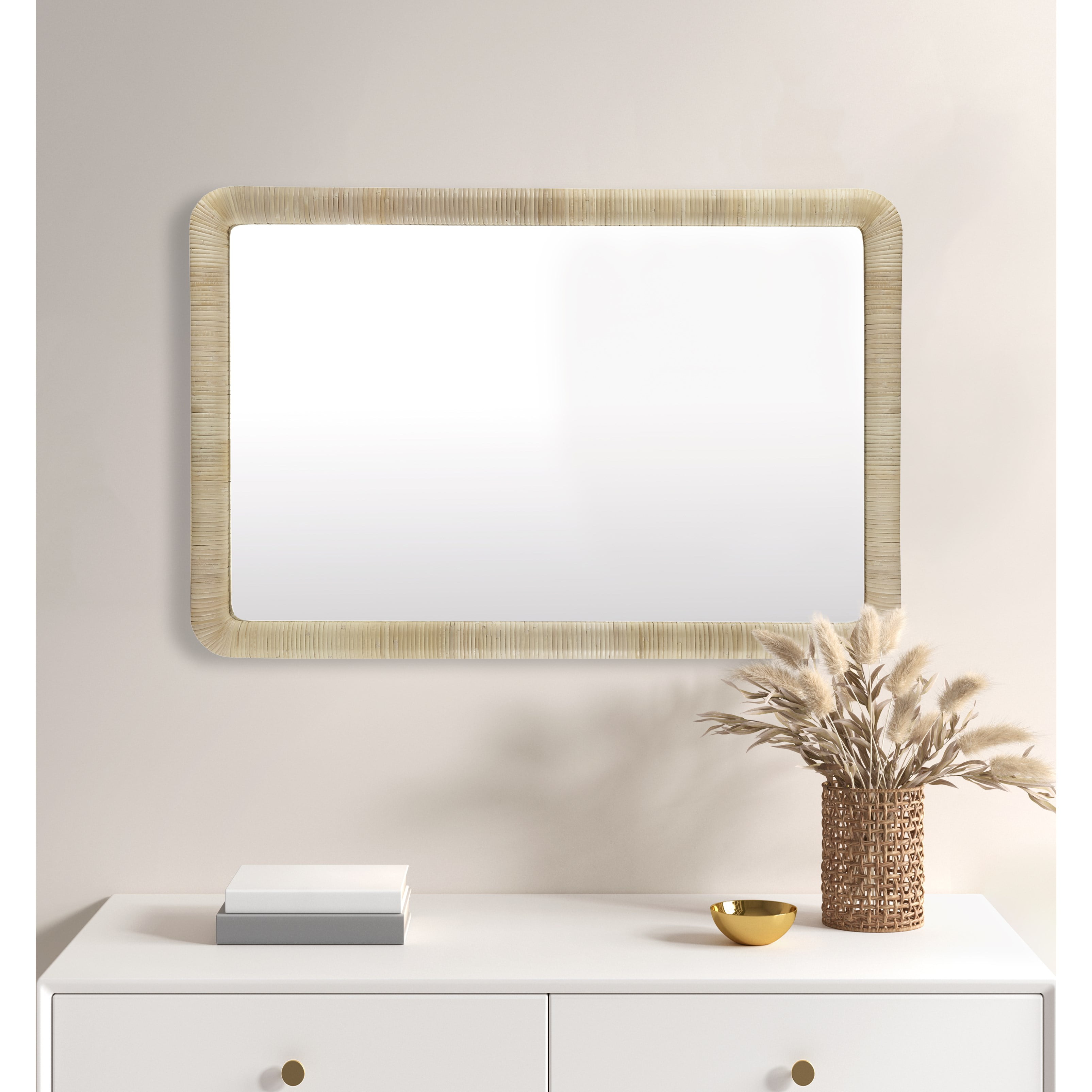Decorative Wall Mirrors Natural Rattan Rectangle Wall Mirror Natural See below,Large Wall ...