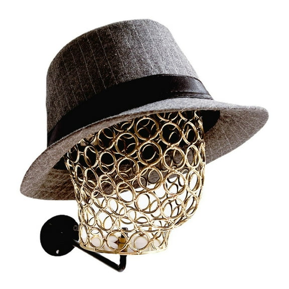 Decorative Wall Mounted Mannequin Head Hanger Rack Hat Cap Display Model Stand Holder Manikin Golden