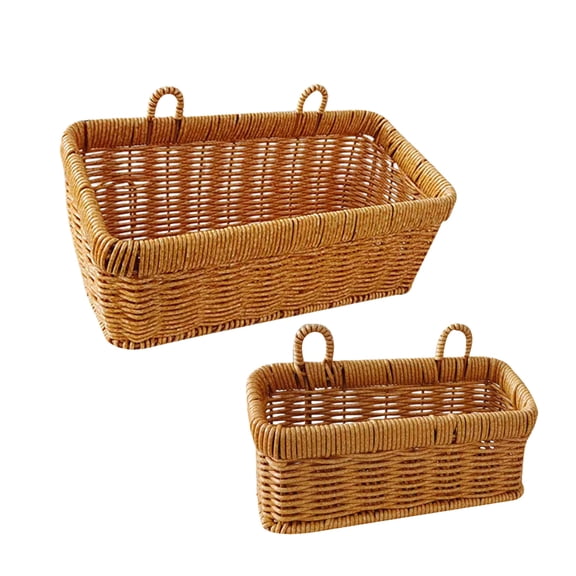 Decorative Wall Mounted Storage Solution Large Capacity Rattan Look Woven Basket for Home Organization