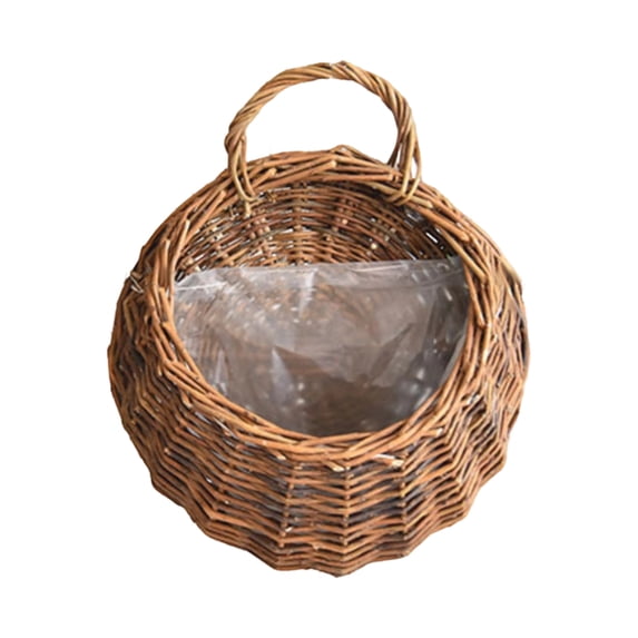 Decorative Wall-Mounted Woven Basket For Hanging Plants, Storage, Home Office Decor, Rustic Farmhouse Style With Handle, Ideal For Living Room Bedroom Kitchen Garden Patio Decor