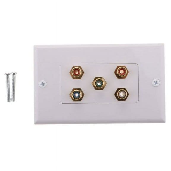 Decorative Wall Plate Insert, 5 RCA Couplers (Component Red, Green, Blue, White), RCA AV Female, White