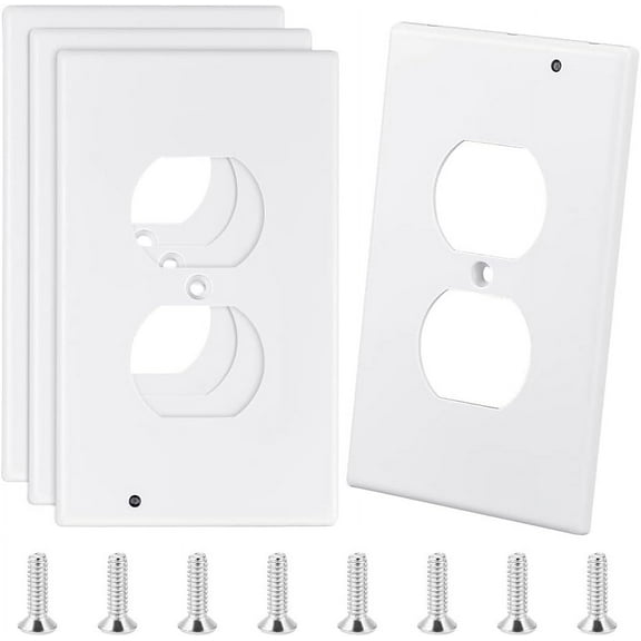 Decorative Wall Plates Socket Cover Plate White Finish Outlet Covers Electrical Outlet Cover Plate Switch Plates (1 Gang 4 Pack White) KY-WH0046-97-US20 White