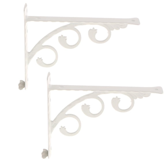 Decorative Wall Shelf Brackets, 2 Pack Heavy Duty Corner Brace Shelf Supporter for Bookshelves, Bedroom/Kitchen/Office Shelves, Metal Brackets (White) , 20x25cm