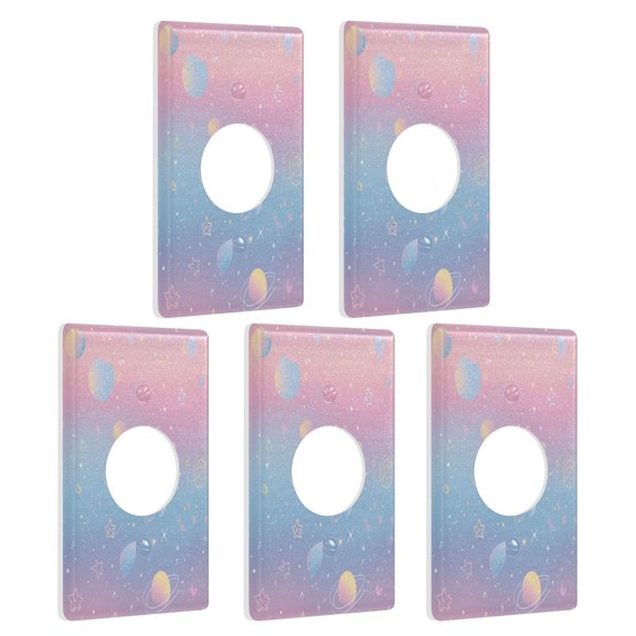 Decorative Wall Switch Panel Cover Round Opening PC Flame-Retardant Light Pink Space Elements