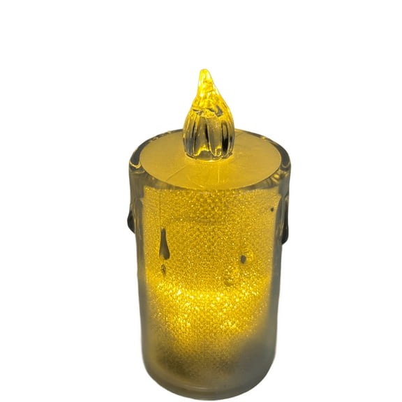 Decorative Warm White LED Candle, 3in, Flameless, Realistic Glow, Safe and Elegant Ambiance for Parties, Events and Home Décor, With On/Off Switch and Wax Drip Design, Shiny White