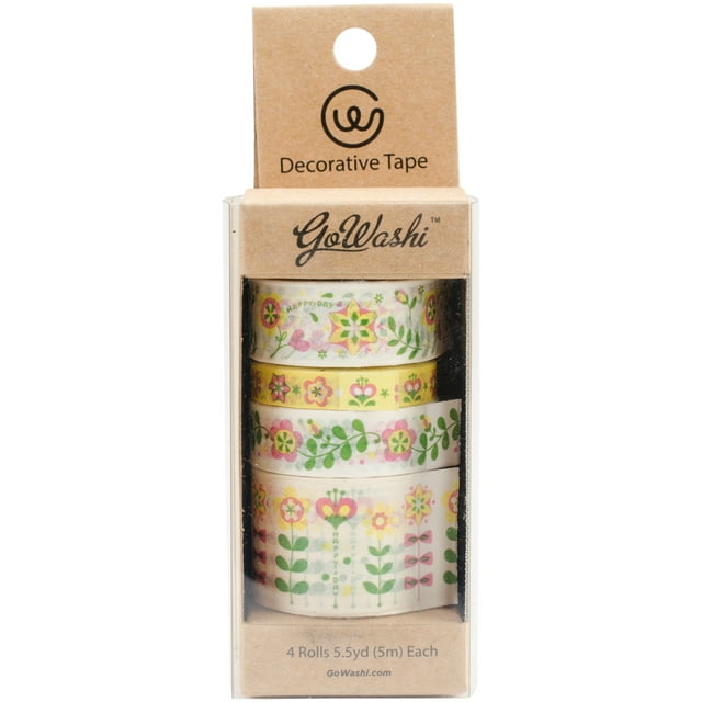Decorative Washi Tape Assorted Widths 5m 4/PkgFlowers
