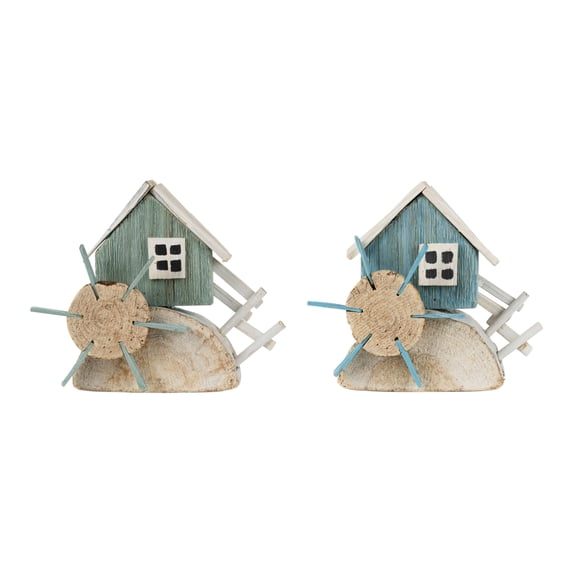 Decorative Water Wheel (Set Of 2) 8.5"L X 7"H Wood