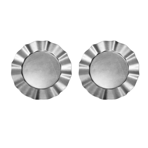 Decorative Wave Brim Border Charger Plate, 13" Round Holiday Tabletop Charger Plate For Dining, Wedding, Party, Event in Brushed Metallic Silver (Set of 2)