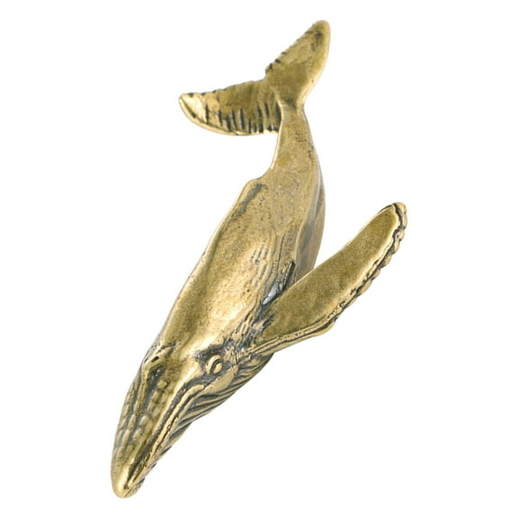 Decorative Whale Figurine Pure Copper Whale Vintage Whale Decor Office Golden