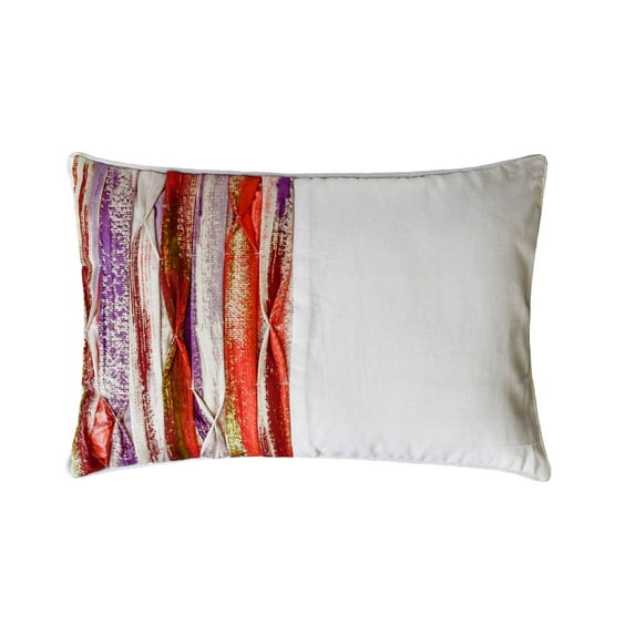 Decorative White 12"x20" (30x50 cm) Lumbar Pillow Cover, Linen Pintucks & Textured Oblong Pillow, Abstract Pattern Modern Style - Adwin
