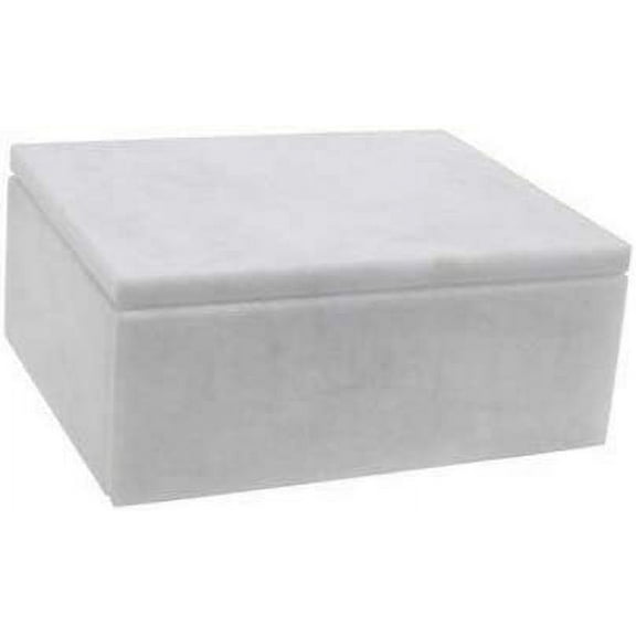 Decorative White Marble Box, Stone Box with Lid - Rectangular, 5 Inch$$Home Decor, Kitchen, & Other
