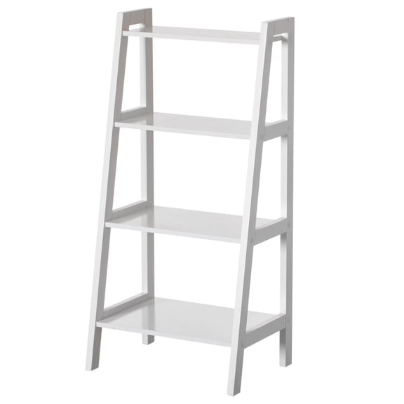 Basicwise 4 Tier Freestanding Ladder Shelf Open Bookcase and Display Rack for Books Plants & Decorative Accessories Stylish Storage & Organization Solution for Living Room Bedroom or Office Dcor