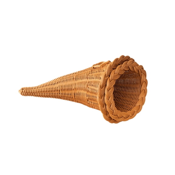 Decorative Wicker Storage Basket Set, 2 Pack, Horn Shape, Christmas Table Decor