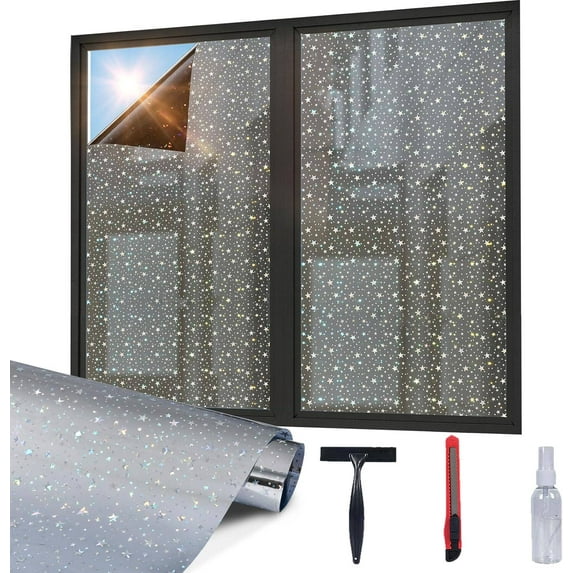 Decorative Window Privacy Film, Heat Control Window Tinting Film For Home, Residue-Free Adhesive 29.5 Inches X78.7 Inches