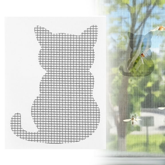 Decorative Window Screen Repair Patches, Cute Shapes, Self-Adhesive Mesh Repair Kit for Window Screens, Door Screens & Tents, Waterproof & Long-Lasting Screen Hole Fixer (Kitten 1 Piece)