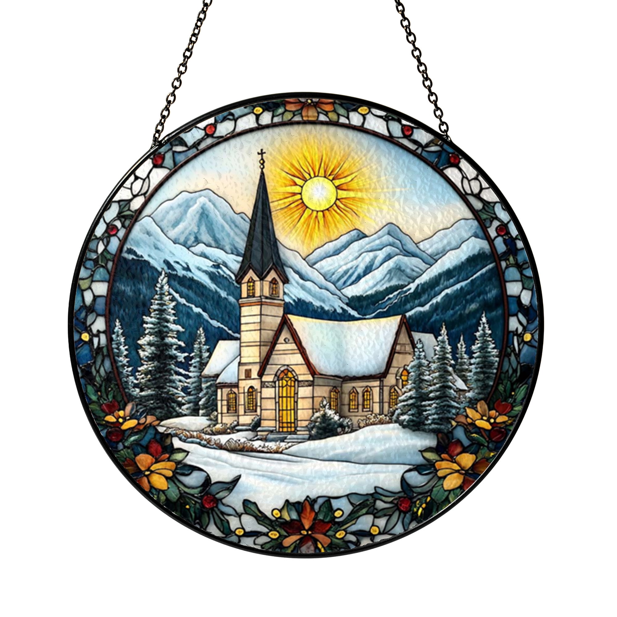 Decorative Winter Window Art – Mountain Sunset Scene - Walmart.com