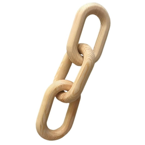 Rustic Farmhouse Wooden Chain Link Ornament - Decorative Wood Chain Wall Hanging for Home Decor