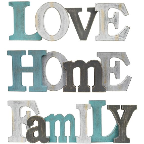 Decorative Wood Cutout Word Sign Decor, Freestanding Block Letter Sign ...