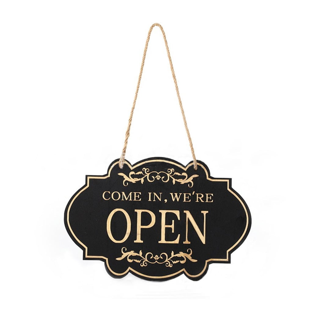Decorative Wood Open Closed Signs 33x20cm Double-Side Open Closed Sign ...