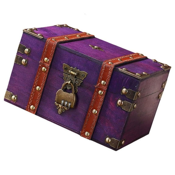 Decorative Wood Storage Box with Lock Sophisticated Treasures Chest for Escape Room Handmade Jewelry Organiser