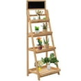 thumbnail image 1 of Decorative Wooden 4-Tier Chalkboard Ladder Shelf, Flower Plant Pot Display Shelf Bookshelf, Plant Flower Stand, Storage, 1 of 7