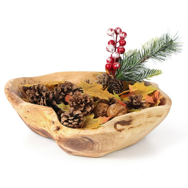 Decorative Wooden Bowl for Fruit, Wooden Fruit Bowl for Keys Jewelry Display Natural Handmade