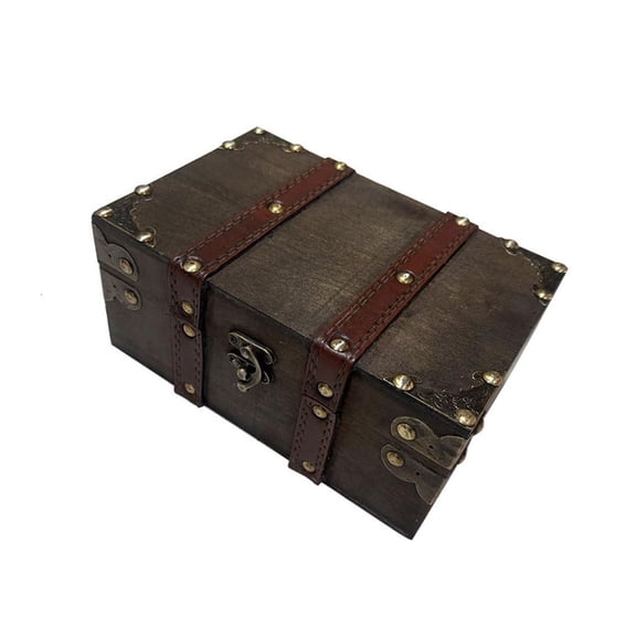 Decorative Wooden Box Treasures Chest with Lock for Jewelry Keepsakes Storage