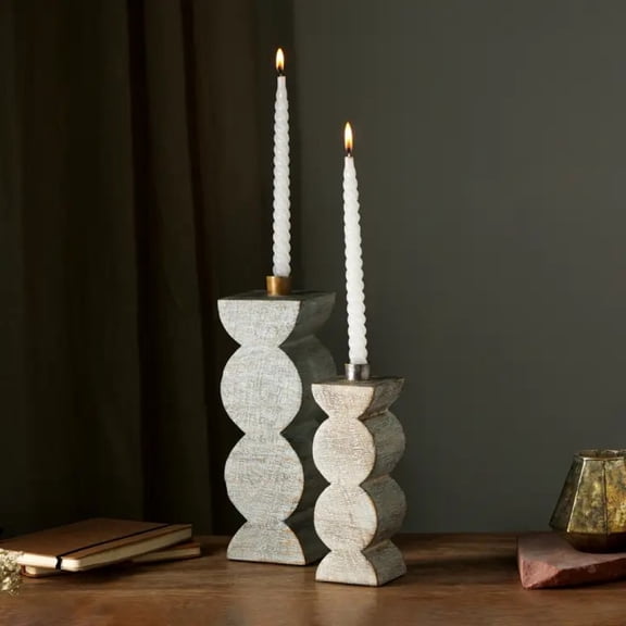 Decorative Wooden Centerpiece Candle Holder Elegant Candle Stand for a Timeless Touch-4X4X12"