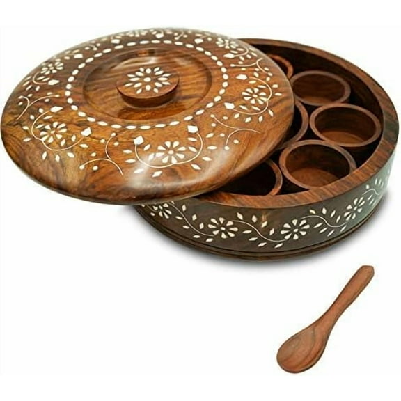 VintiquE 2-Tier Acacia Wood Spice Rack & Organizer Decorative Wooden Spice Box Racks Home use