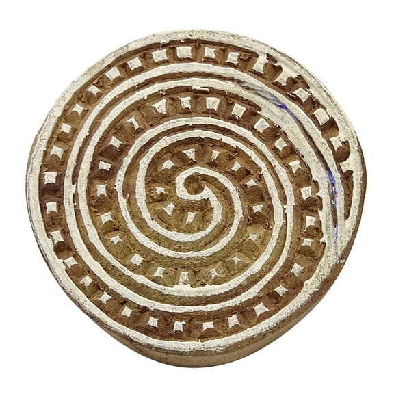 Decorative Wooden Stamp Indian Brown Textile Stamps Spiral Wood Printing Block