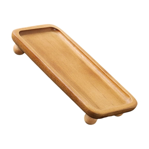 Decorative Wooden Tray Stand With High Footed Design For Vanity Bathroom Countertops Display