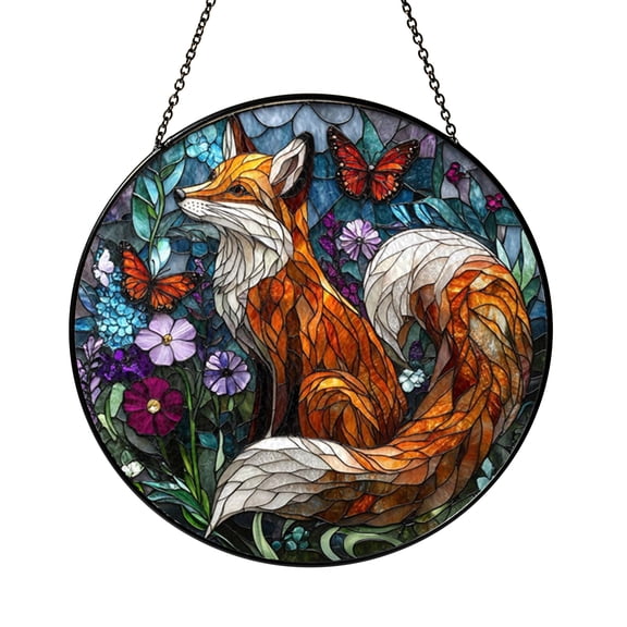 Decorative Woodland Fox Glass Suncatcher