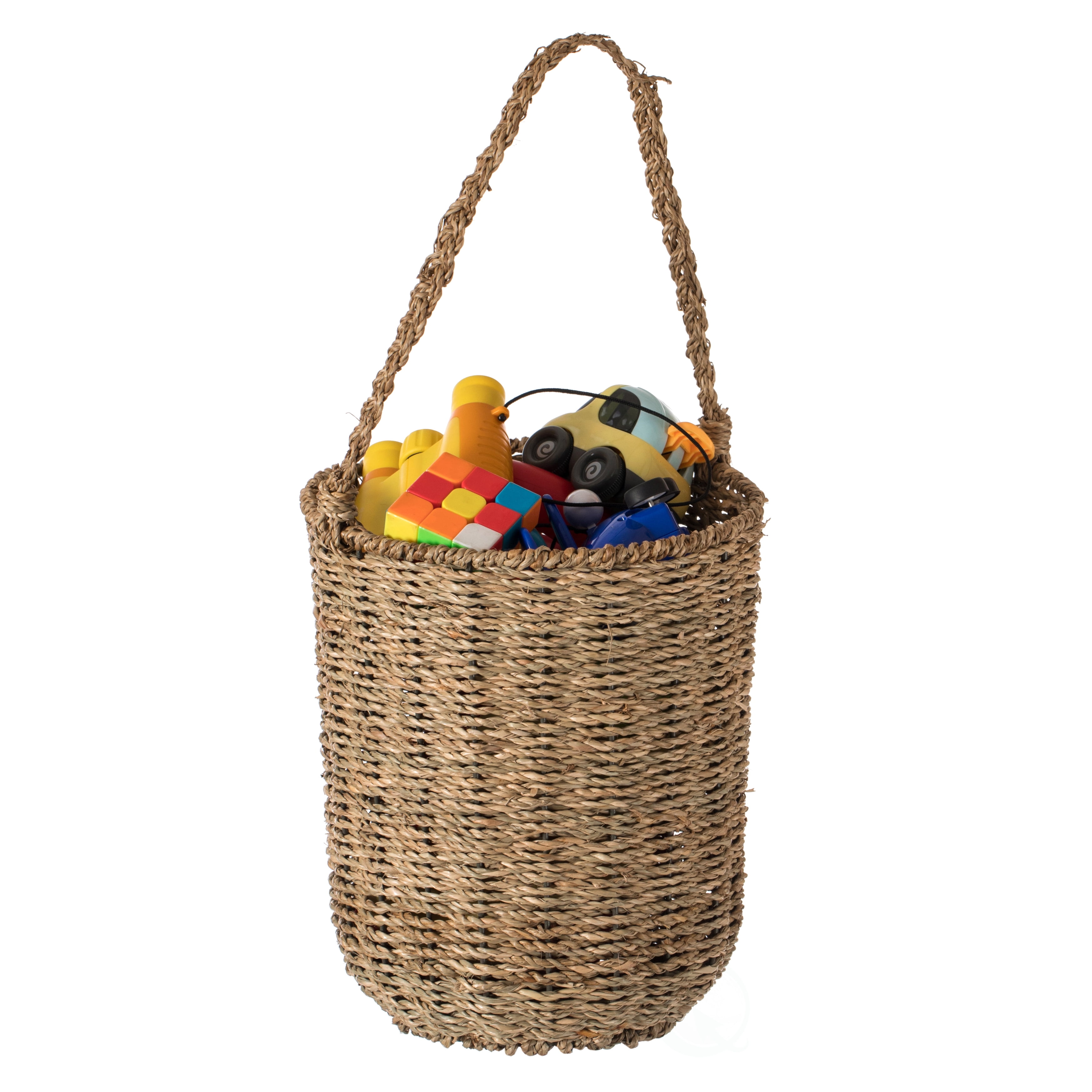 Natural Seagrass Woven Storage Basket with Handles