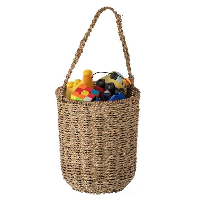 Natural Seagrass Woven Storage Basket with Handles