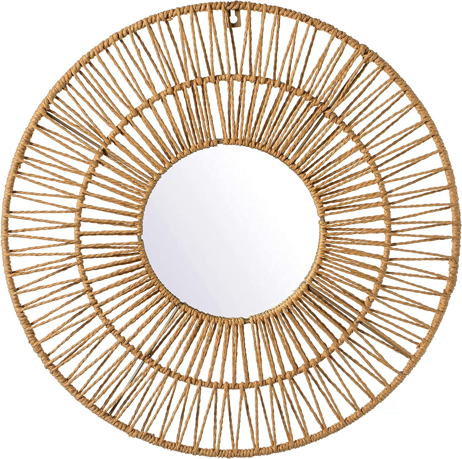 Bohemian Sunburst Bamboo Round Wall Mirror 20"