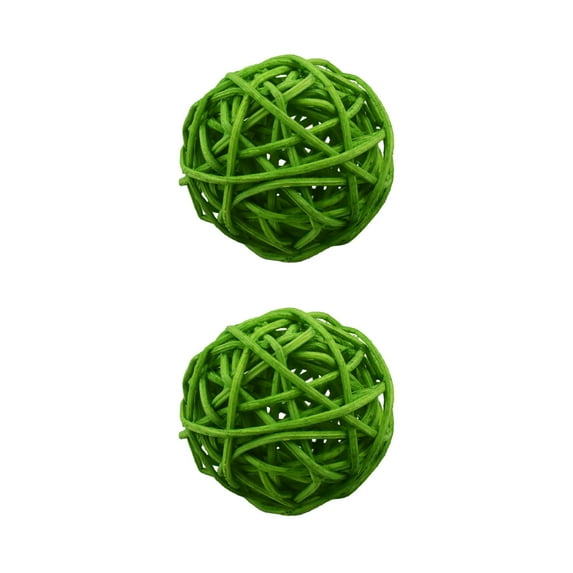 Decorative Woven Rattan Balls for Home Decor, Vases, Weddings, and Pet Toys - Set of 2