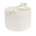 thumbnail image 1 of Decorative Woven Rope Basket with Handles - Small Round Storage Bin for Organizing Shelves, Closet, Snacks, Laundry | Desktop & Home Decor, 1 of 5