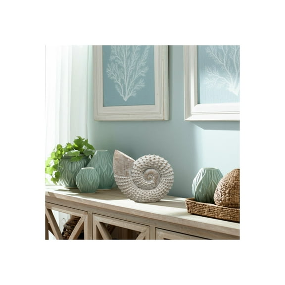 Decorative Woven Seashell Sculpture Statue - Home Decor Ornament for Bathroom, Office, Room, and Living Room Decor - Perfect Decorations for Shelf and Coffee Table Decor Accent - 11", White