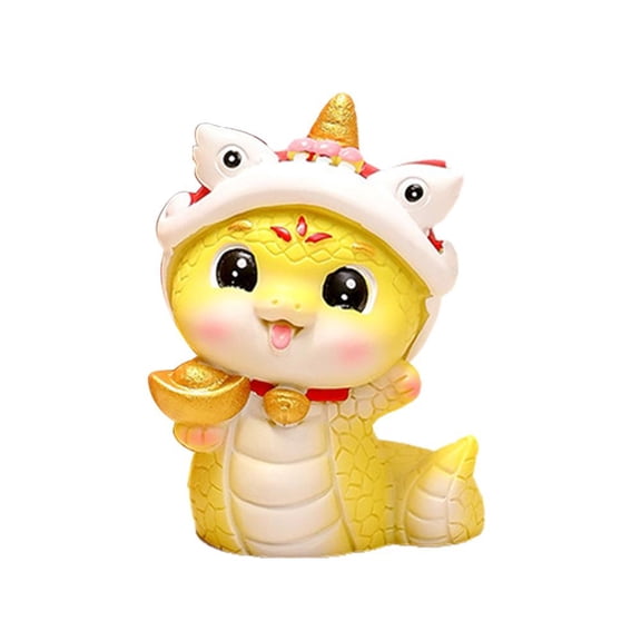 Decorative Yellow Resin Snake, Tabletop Ornament, Symbol of Wealth, Ideal for Dollhouse Garden or Office Desk