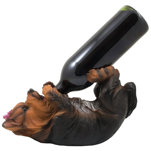 Decorative Yorkie Wine Bottle Holder or Yorkshire Terrier Dog Statue As Display Stand Rack for Bar Decorations and Kitchen Decor by Home 'n Gifts