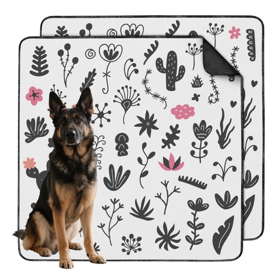 Decorative and Functional Pet Training Pad, Washable and Reusable for Crate and Home Use (Plant patterns, 48"x48")