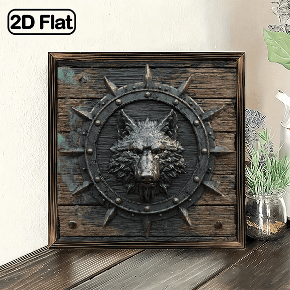 Decorative bow tie1pc, Viking Wolf Shield Wall Art 8 Round Aluminum Sign with Intricate Norse Design, Symbol of Ferocity and Power, Perfect for Home, Bar, Cafe, or Dorm Decor Ideal Gift