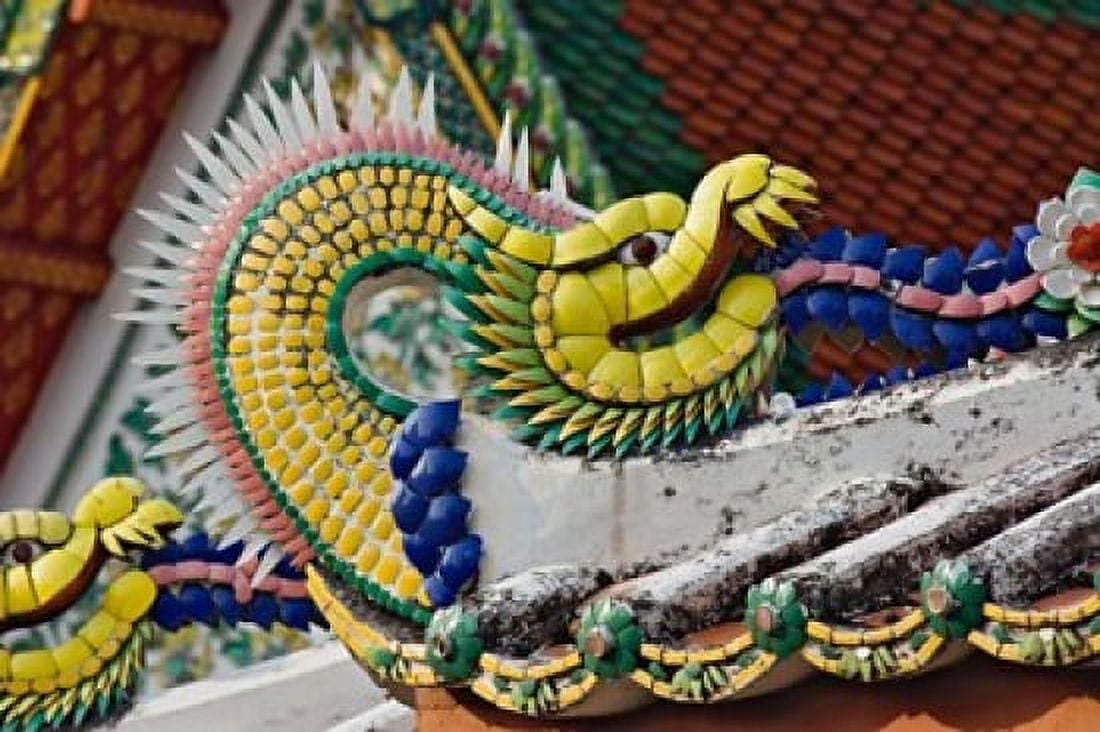 Decorative dragon Wat Pho Bangkok Thailand Canvas Art - Adam Jones DanitaDelimont (22 x 15)