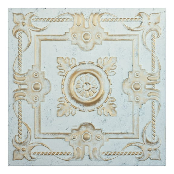 Decorative faux tin ceiling tile Easy to Install PVC Panels for Nightclub PL29 aged white gold 10Pcs/pack
